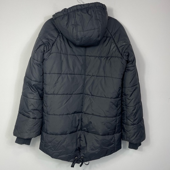 Diesel Woman’s Puffer Jacket Black High Low Hooded Insulated Winter Coat M - Picture 9 of 16